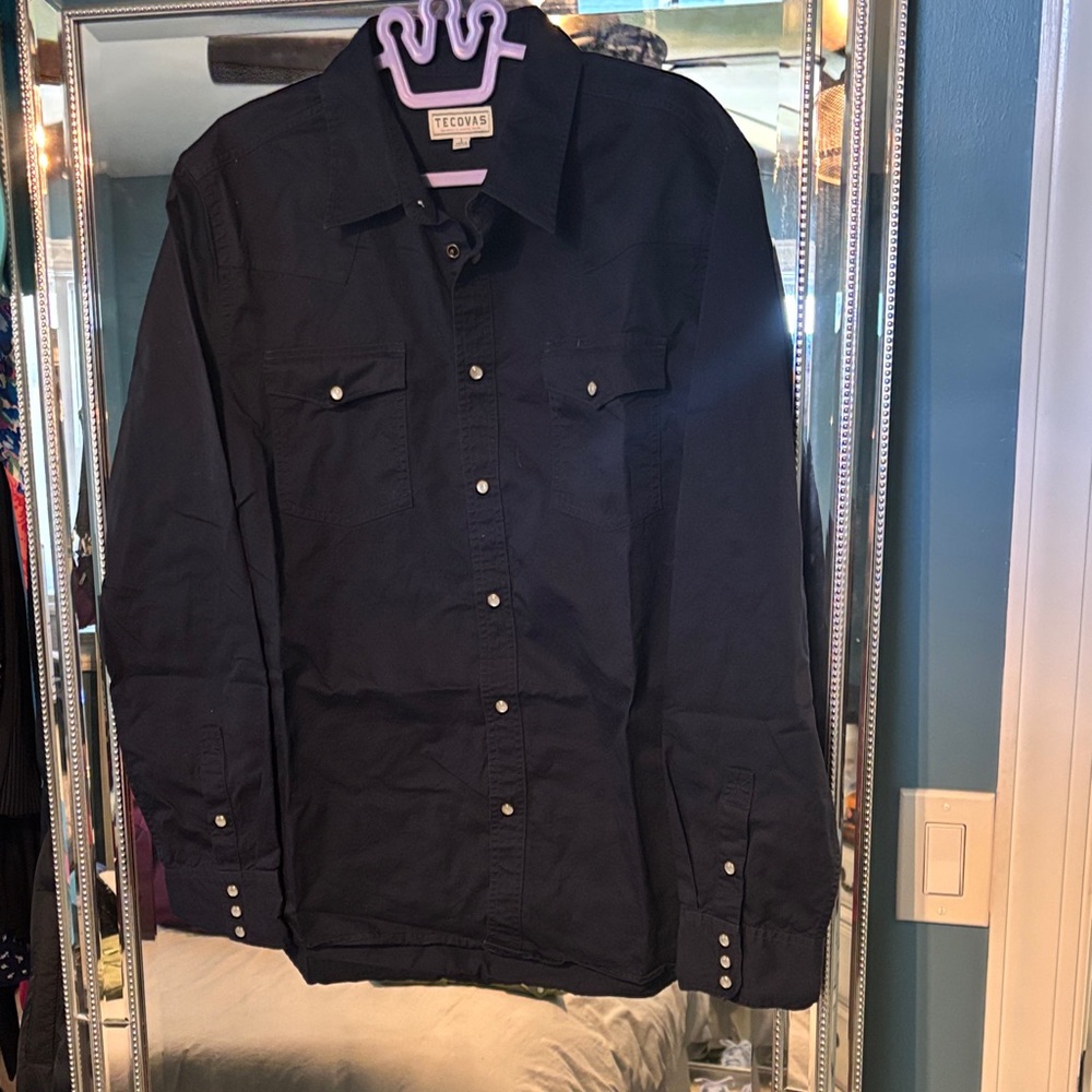 Tecovas Men's Navy Button Down Shirt